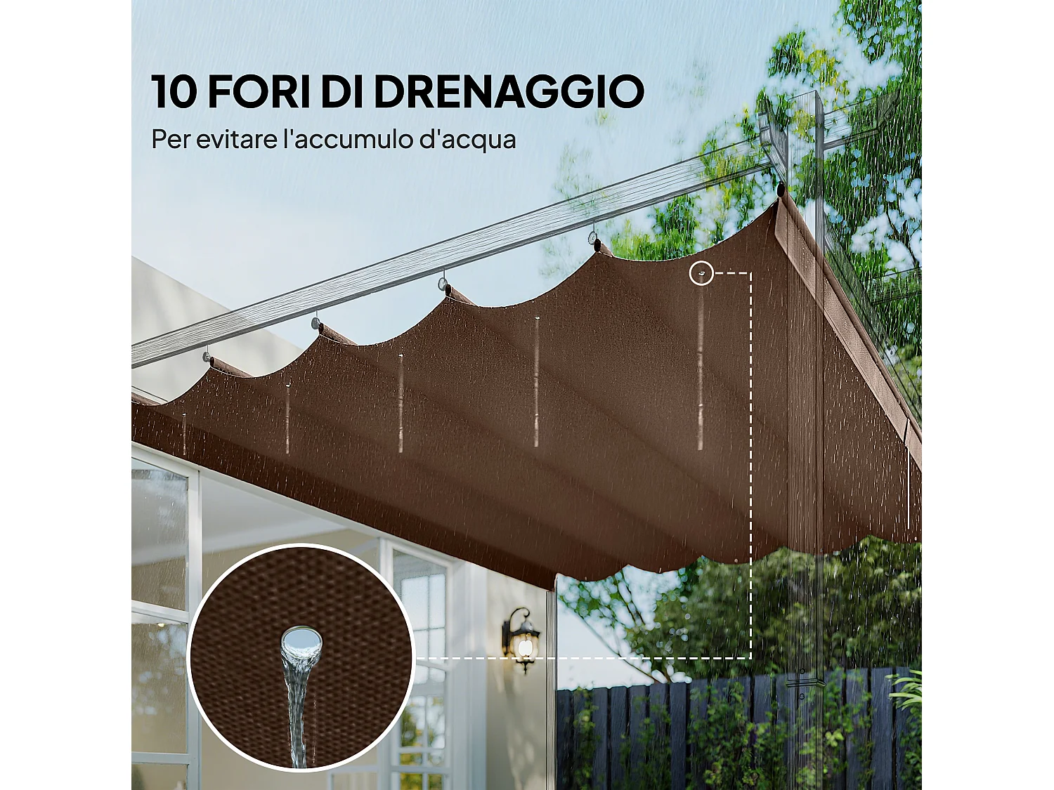 Tetto di ricambio per gazebo pergola 3x3 m poliestere bianco caffè