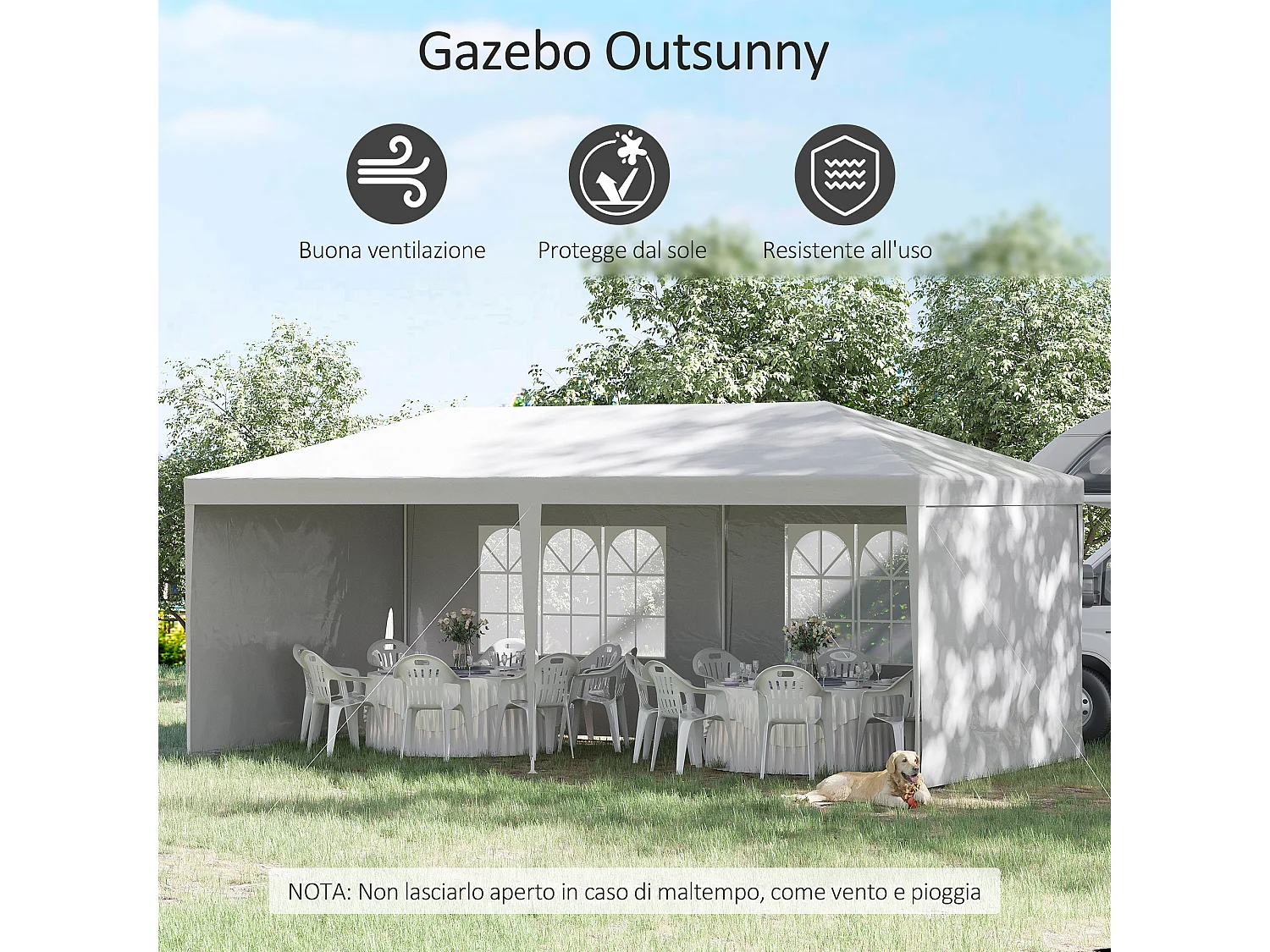 Tendone da giardino pieghevole per feste ed eventi bianco