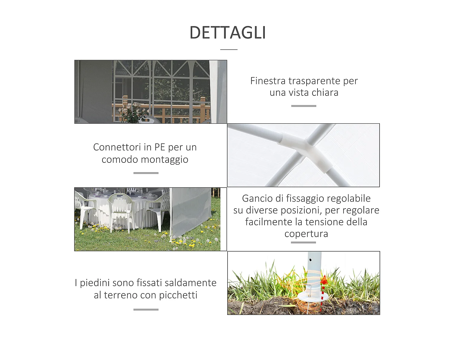 Tendone da giardino pieghevole per feste ed eventi bianco