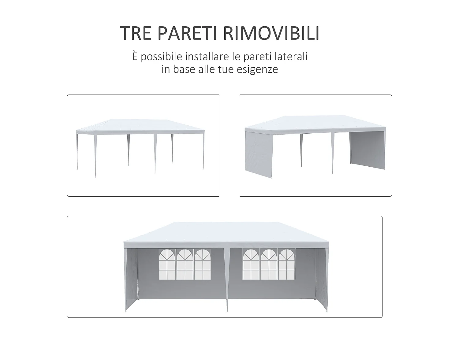 Tendone da giardino pieghevole per feste ed eventi bianco