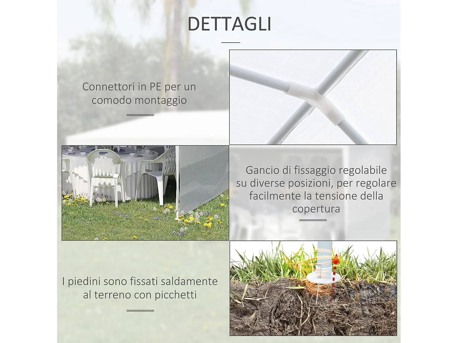 Tendone da giardino pieghevole per feste ed eventi bianco