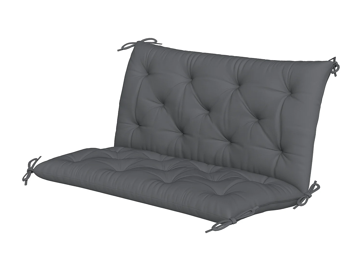 Cuscino da giardino capitonné grigio scuro per 2 persone con 6 lacci
