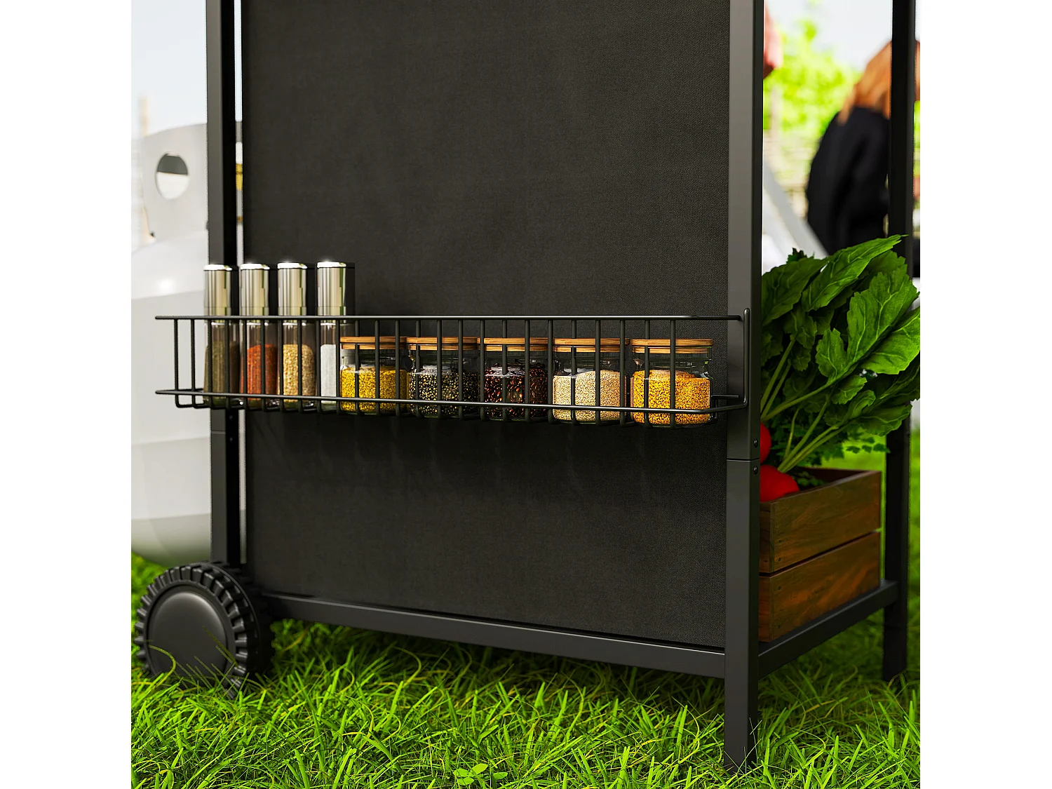 Barbecue a gas con coperchio ruote e 3 bruciatori nero