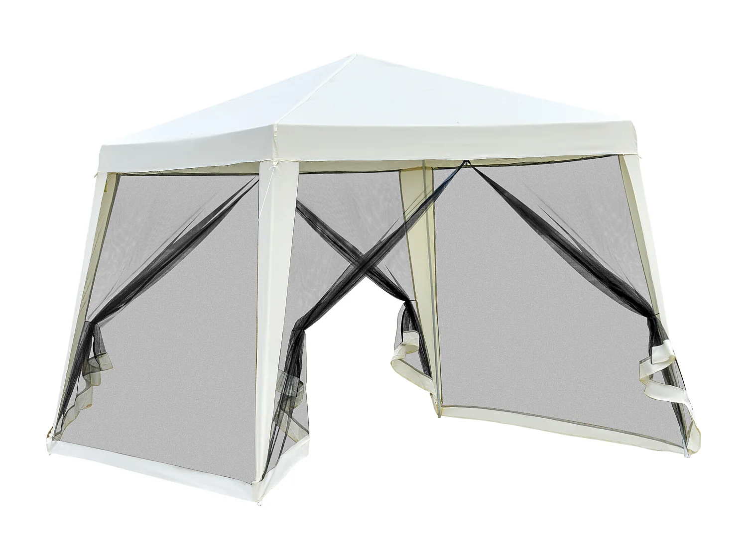 Gazebo da giardino impermeabile con zanzariera beige