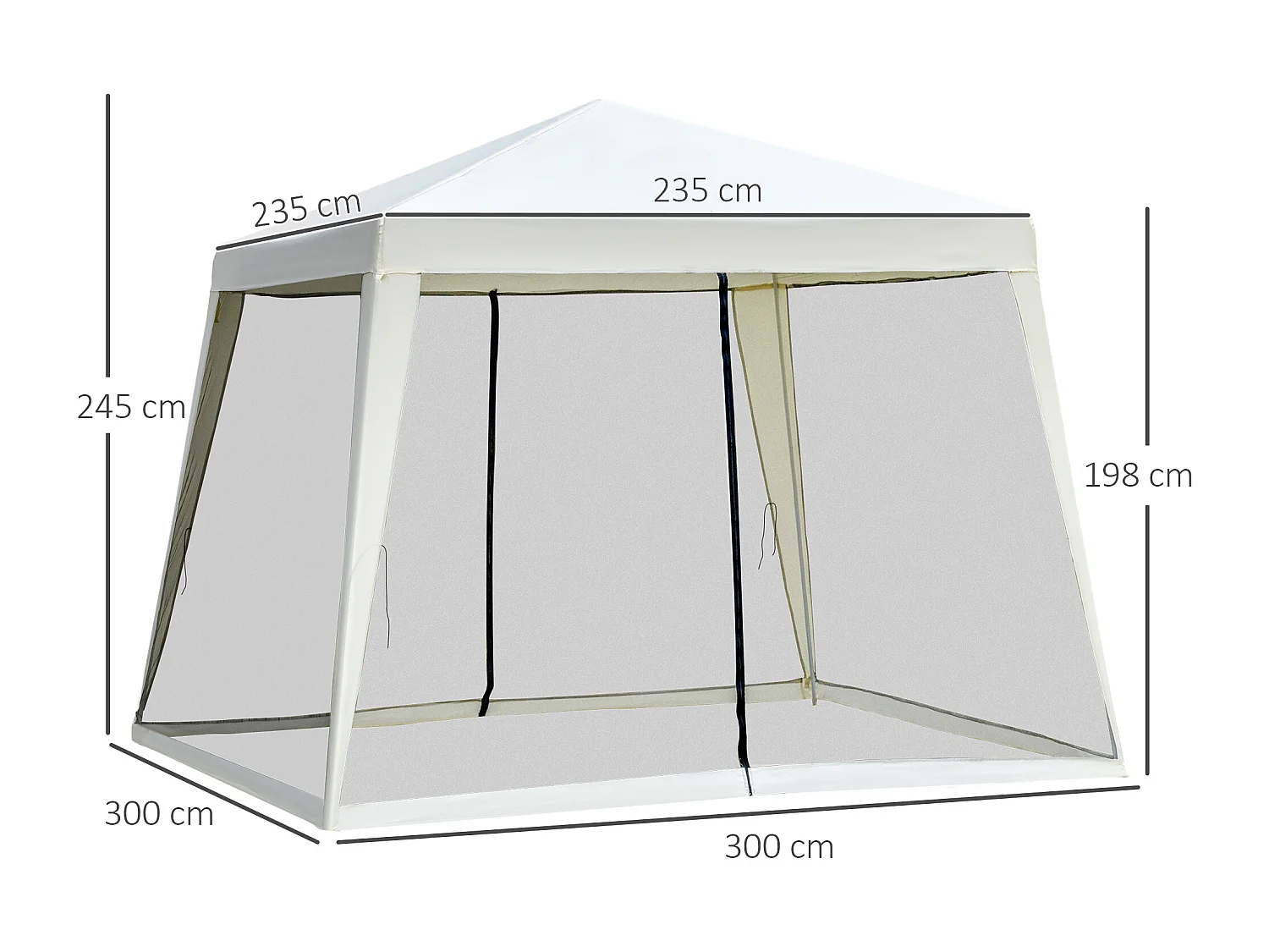 Gazebo da giardino impermeabile con zanzariera beige