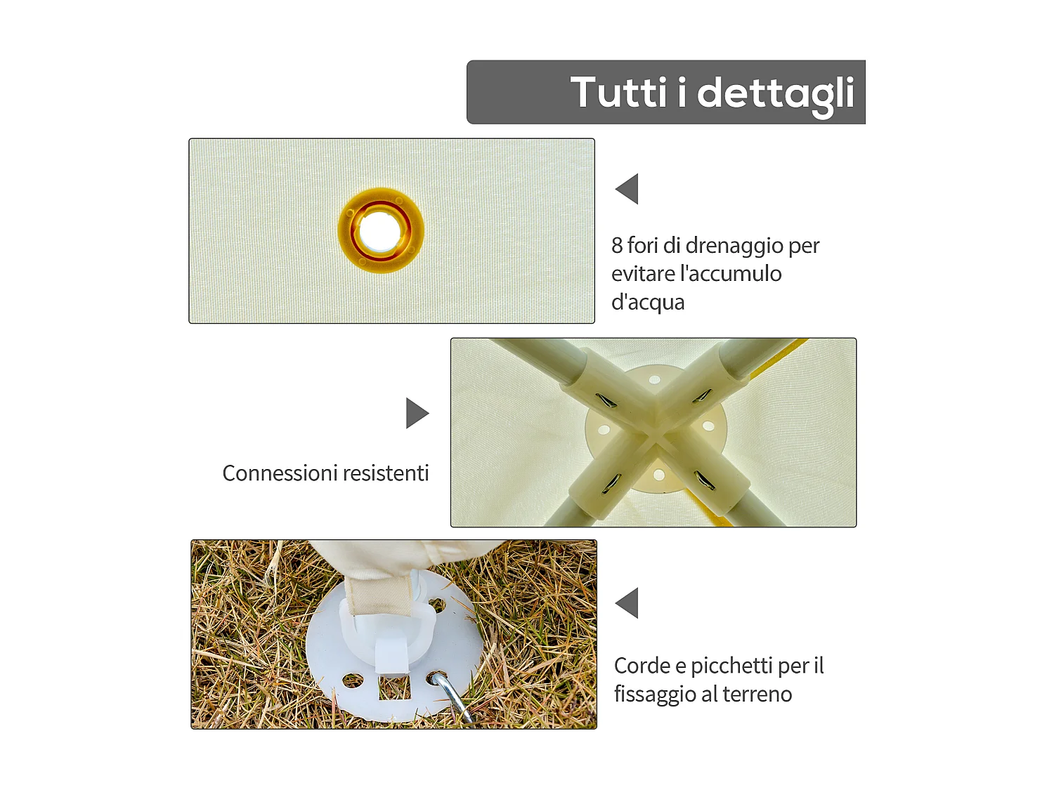 Gazebo da giardino impermeabile con zanzariera beige