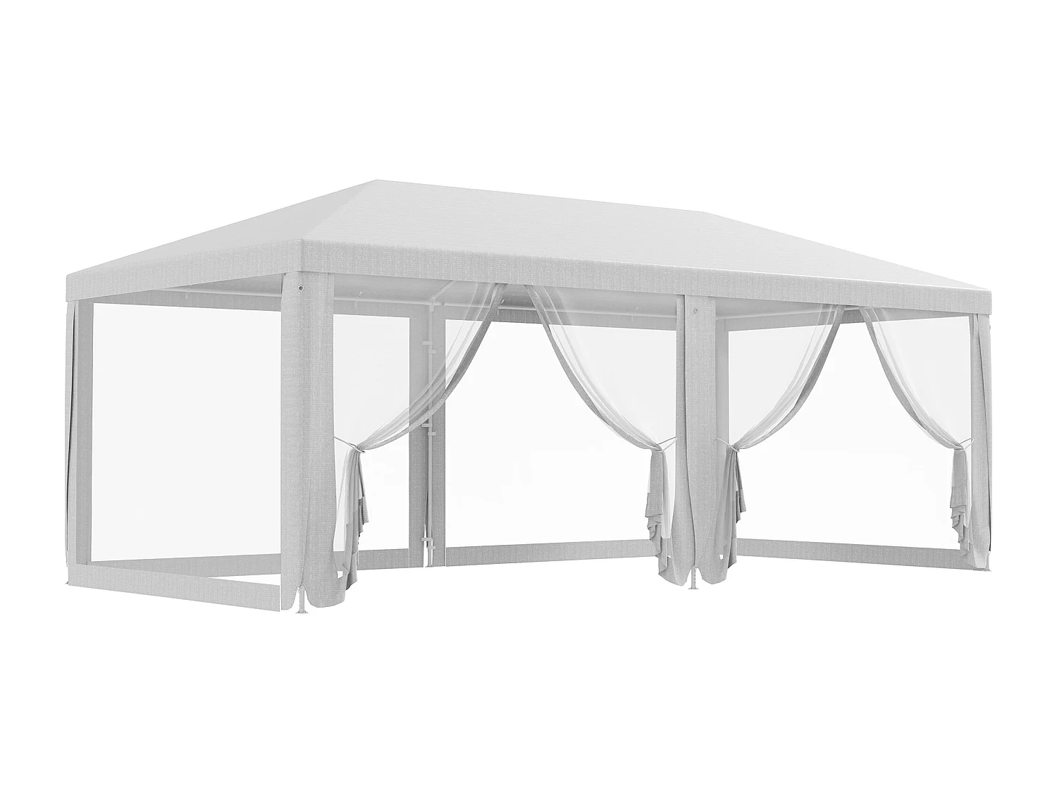 Gazebo da giardino per feste 6x3 m con zanzariere bianco