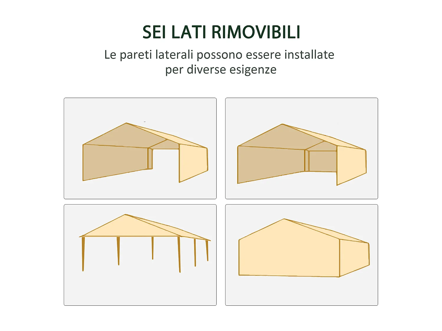 Gazebo da giardino per feste 6x3 m con zanzariere bianco