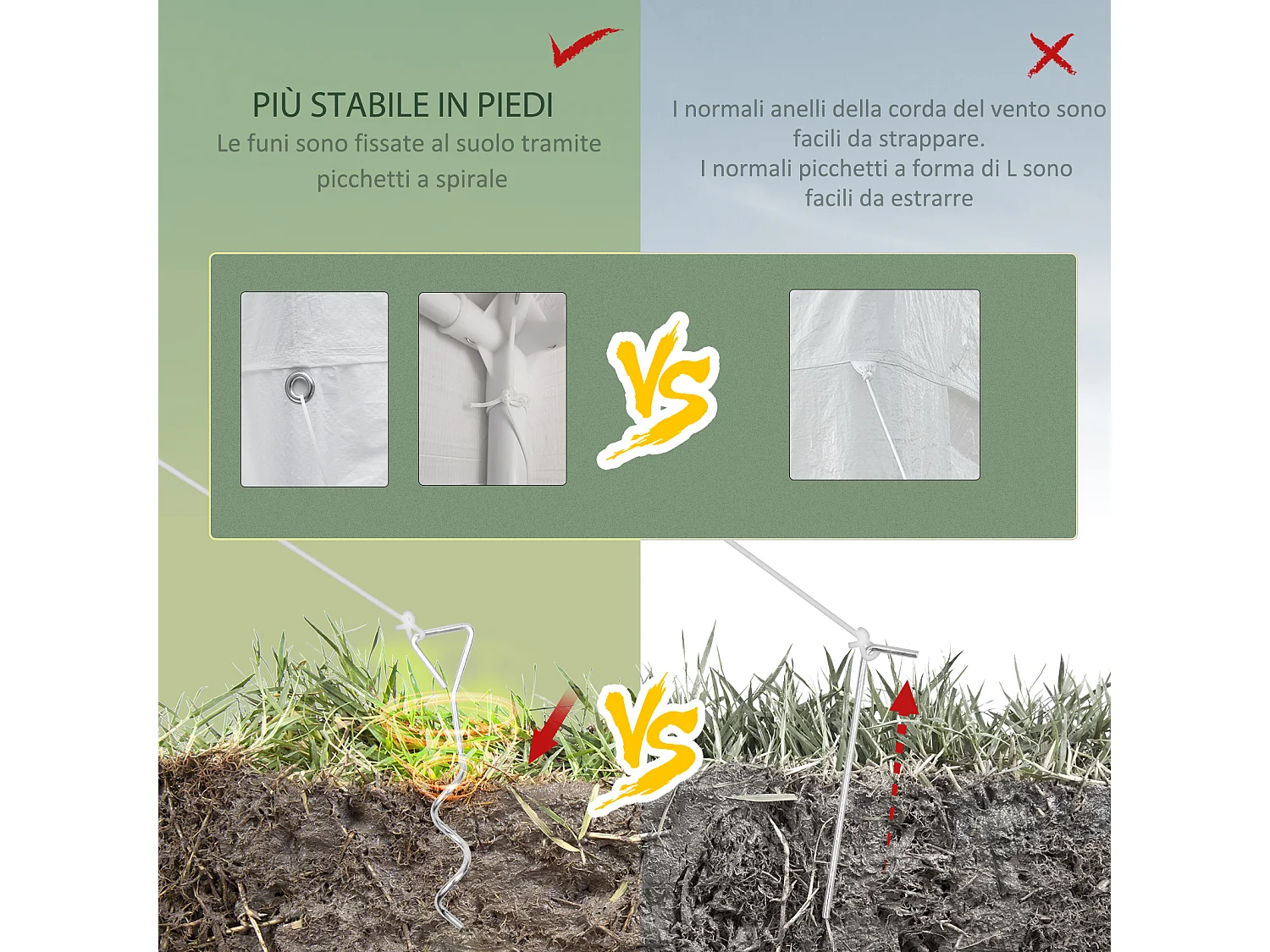 Gazebo da giardino per feste 6x3 m con zanzariere bianco