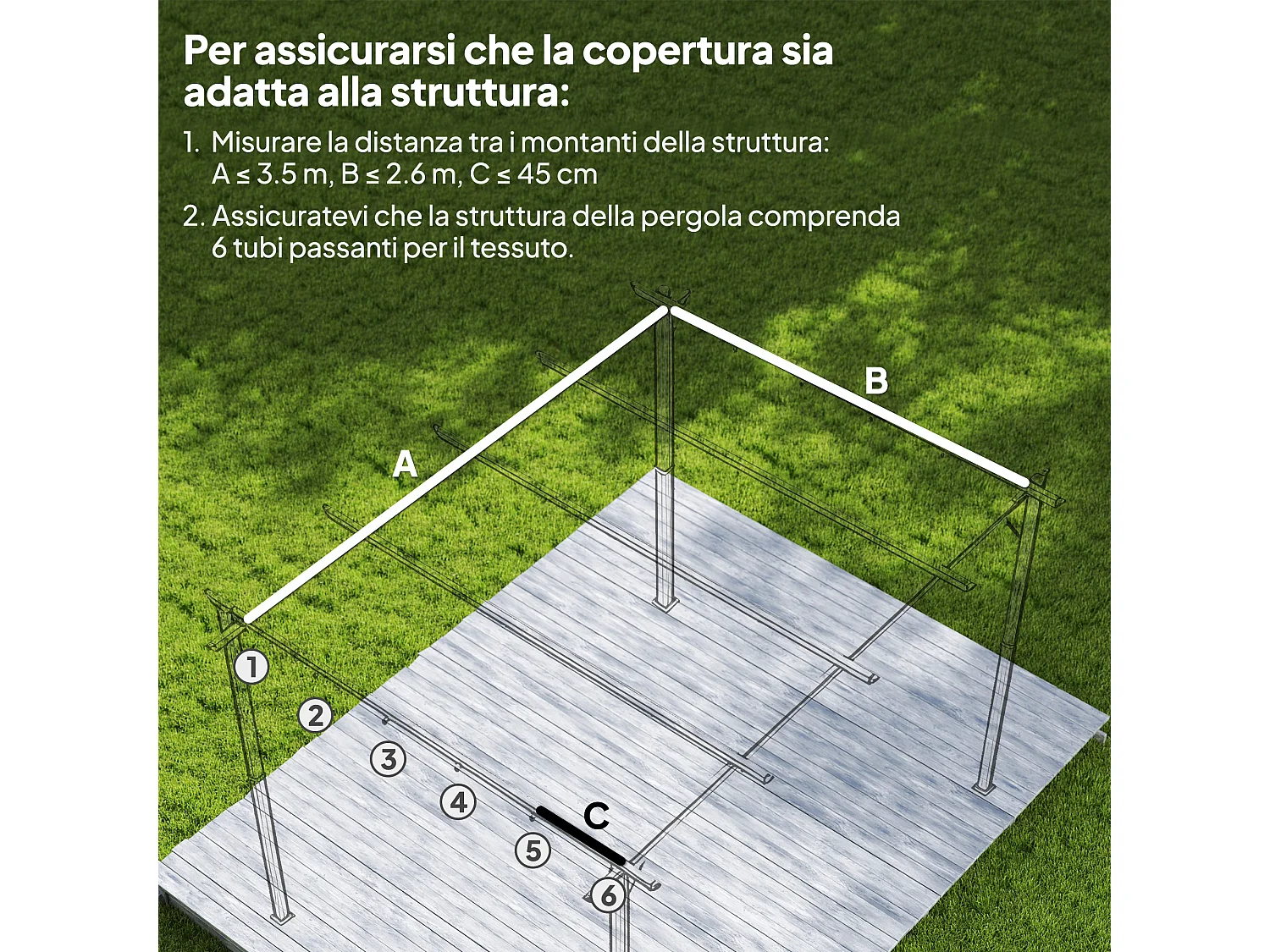 Tetto di ricambio per gazebo pergola 4x3 m poliestere marrone chiaro