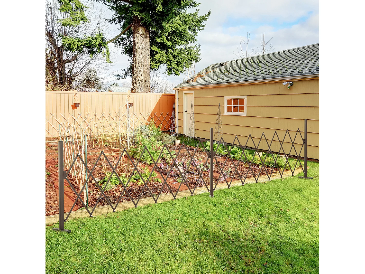 Recinzione estensibile da 52-405 cm in acciaio e alluminio marrone