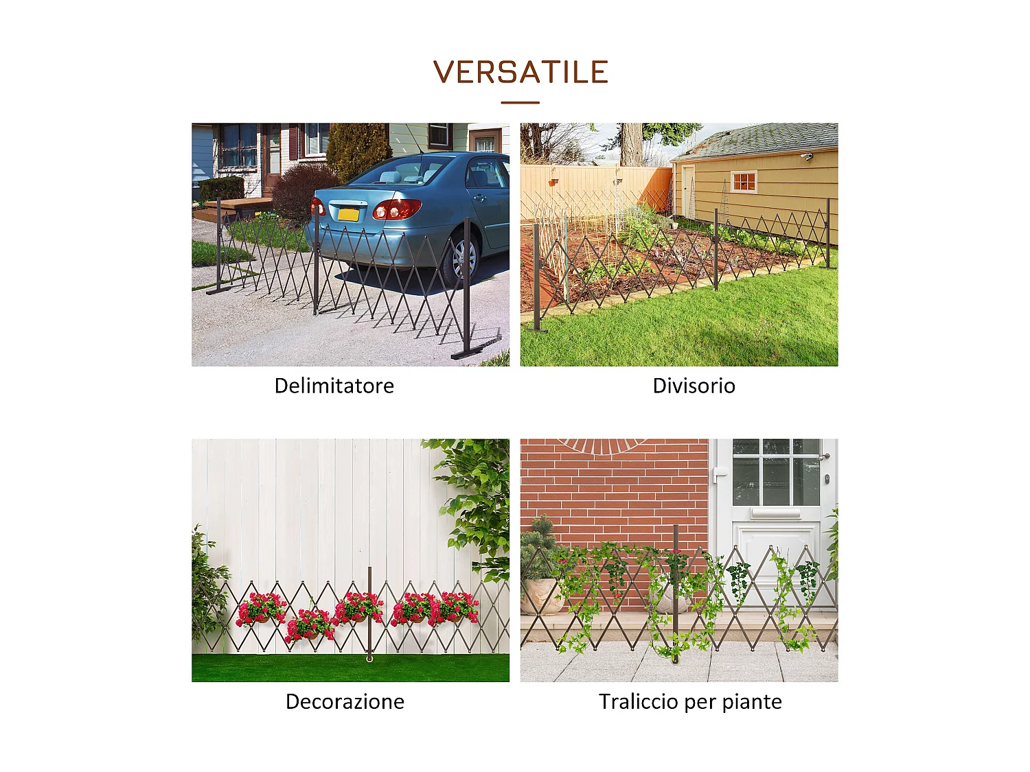 Recinzione estensibile da 52-405 cm in acciaio e alluminio marrone
