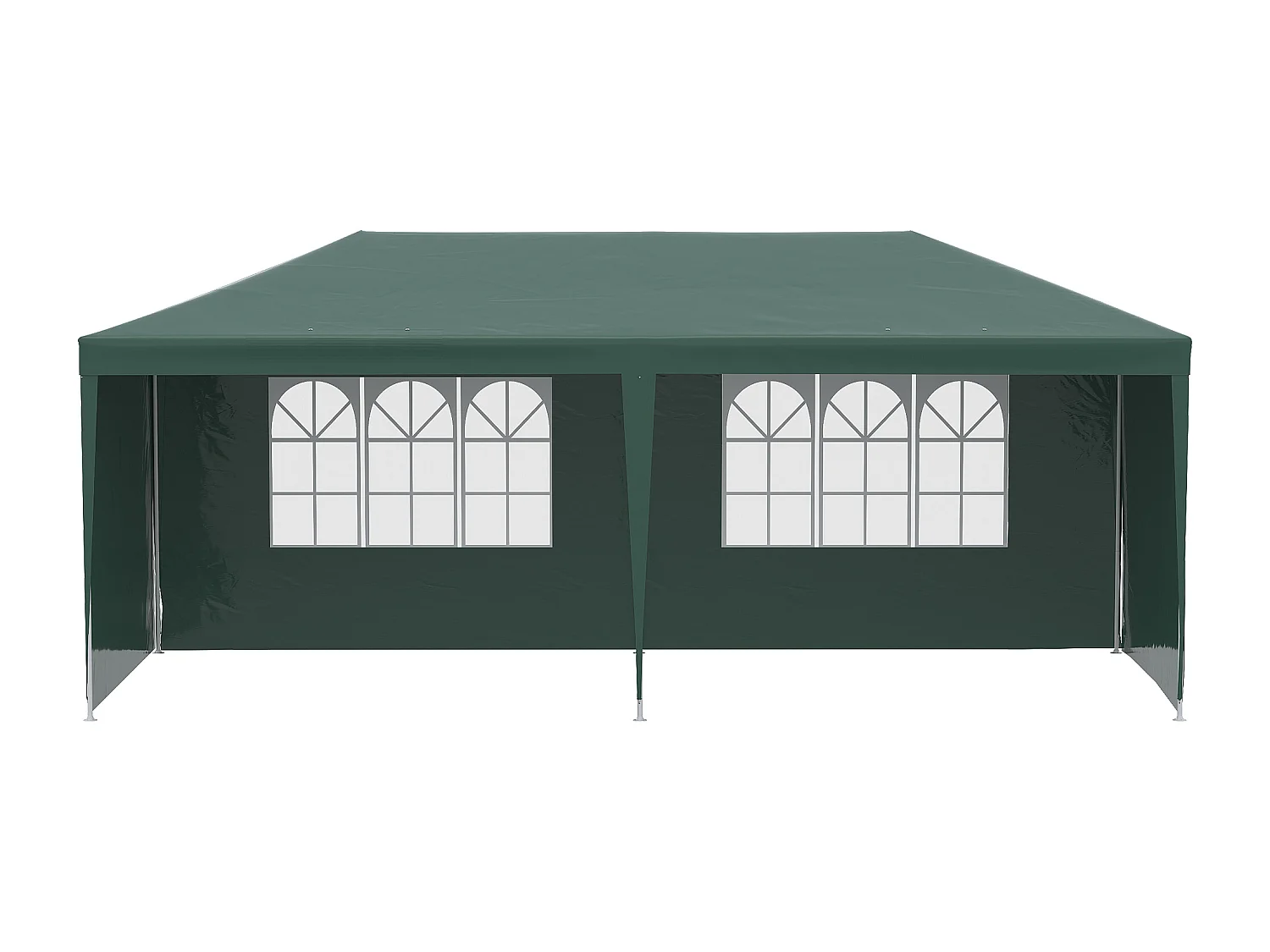Gazebo da giardino 6x3m con pareti e finestre verde