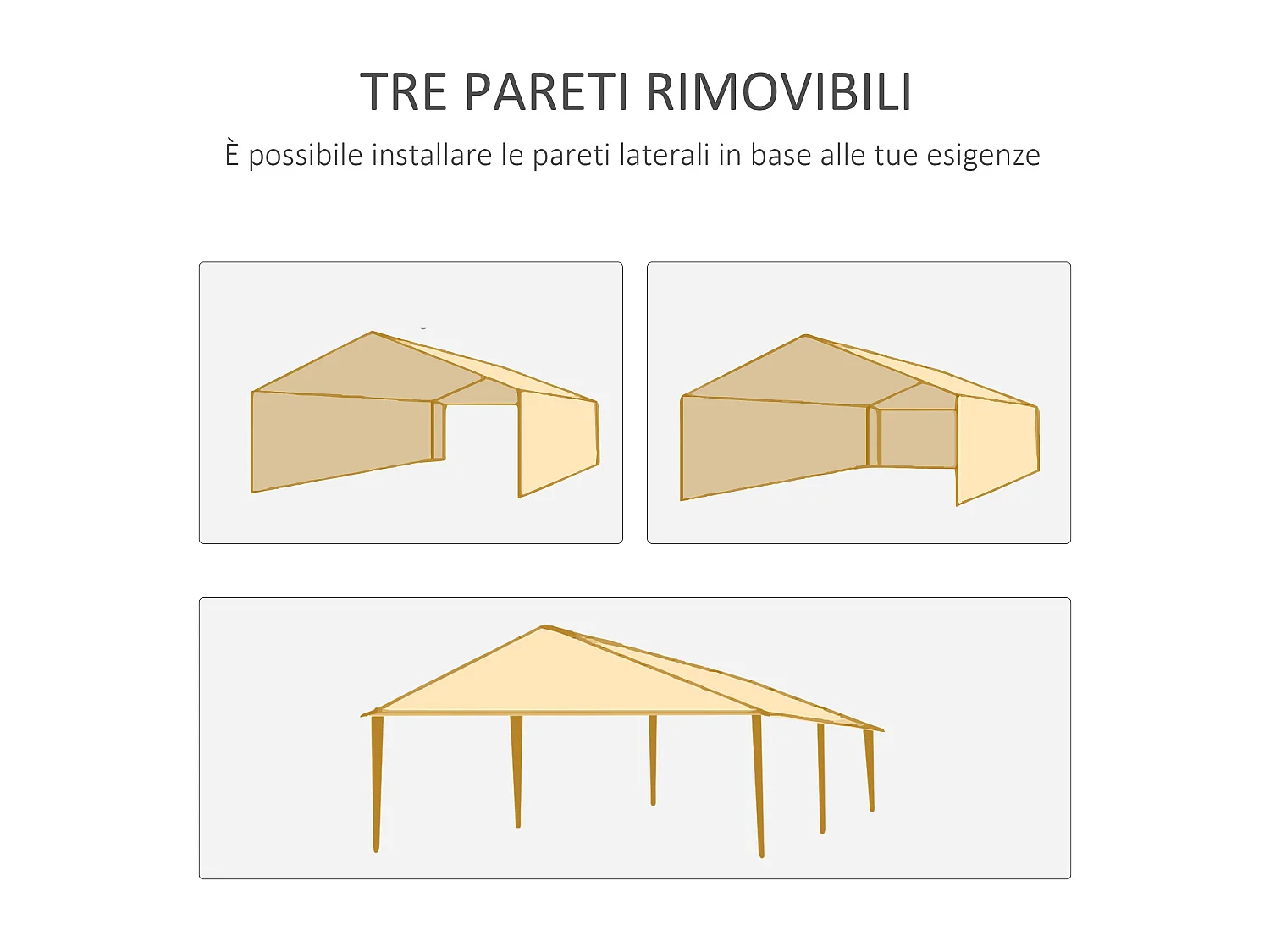 Gazebo da giardino 6x3m con pareti e finestre verde