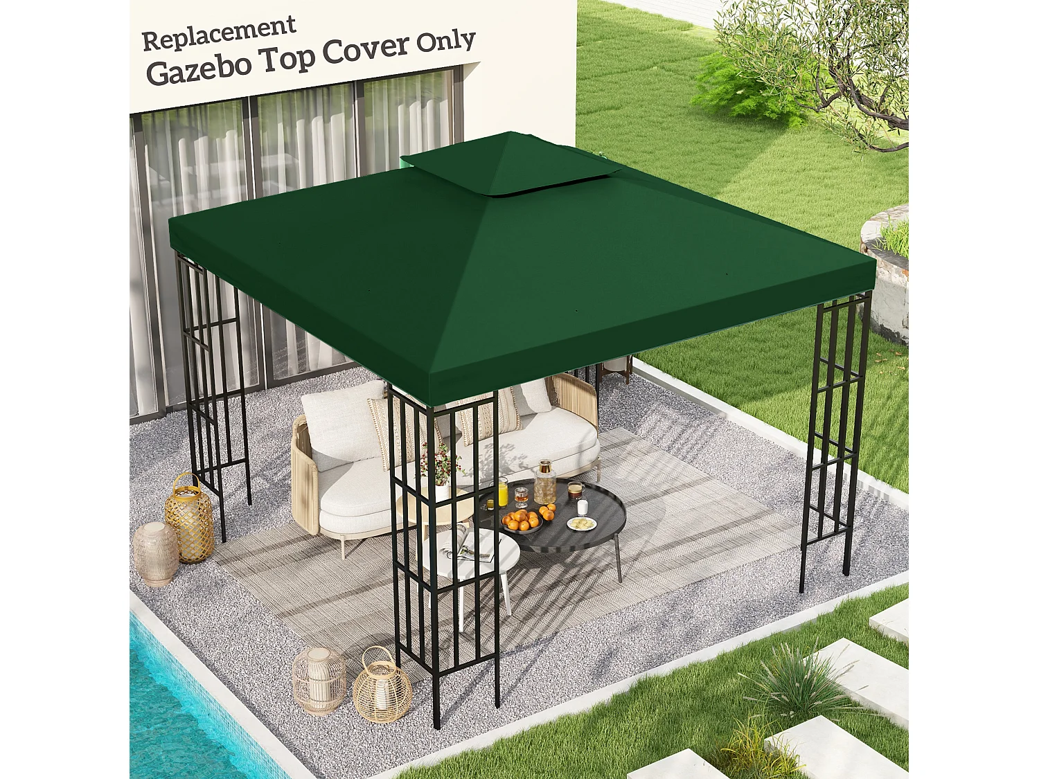 Copertura per gazebo da giardino anti-uv in poliestere 3x3m