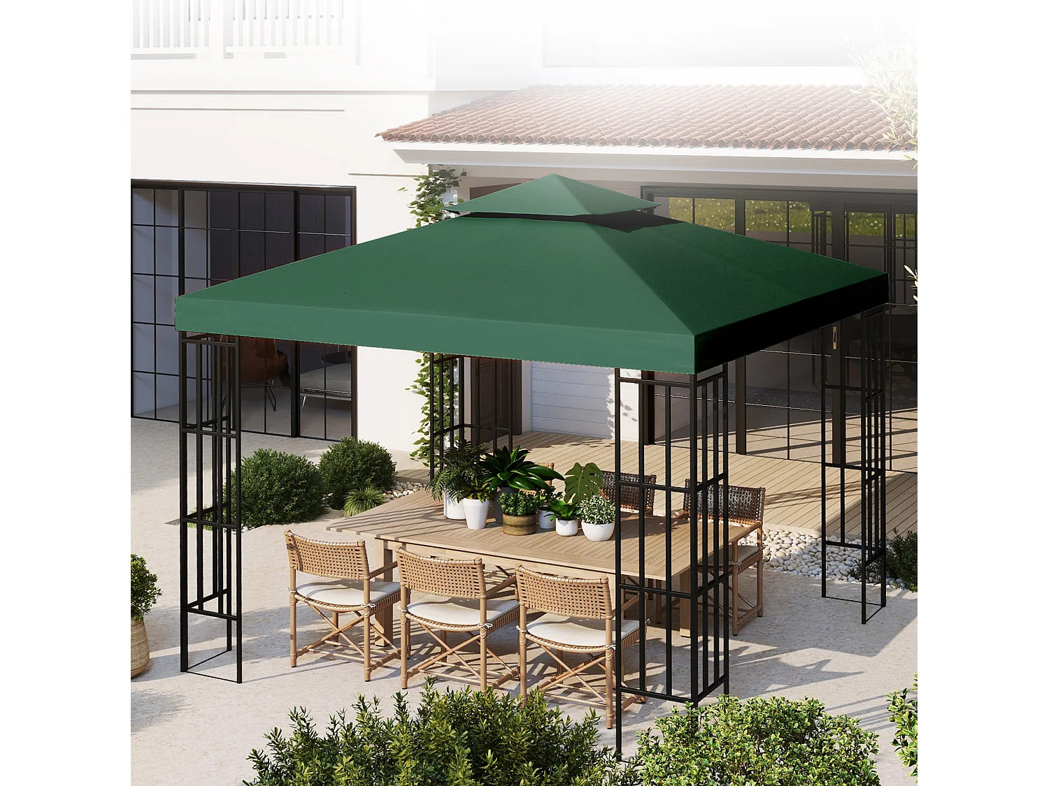 Copertura per gazebo da giardino anti-uv in poliestere 3x3m