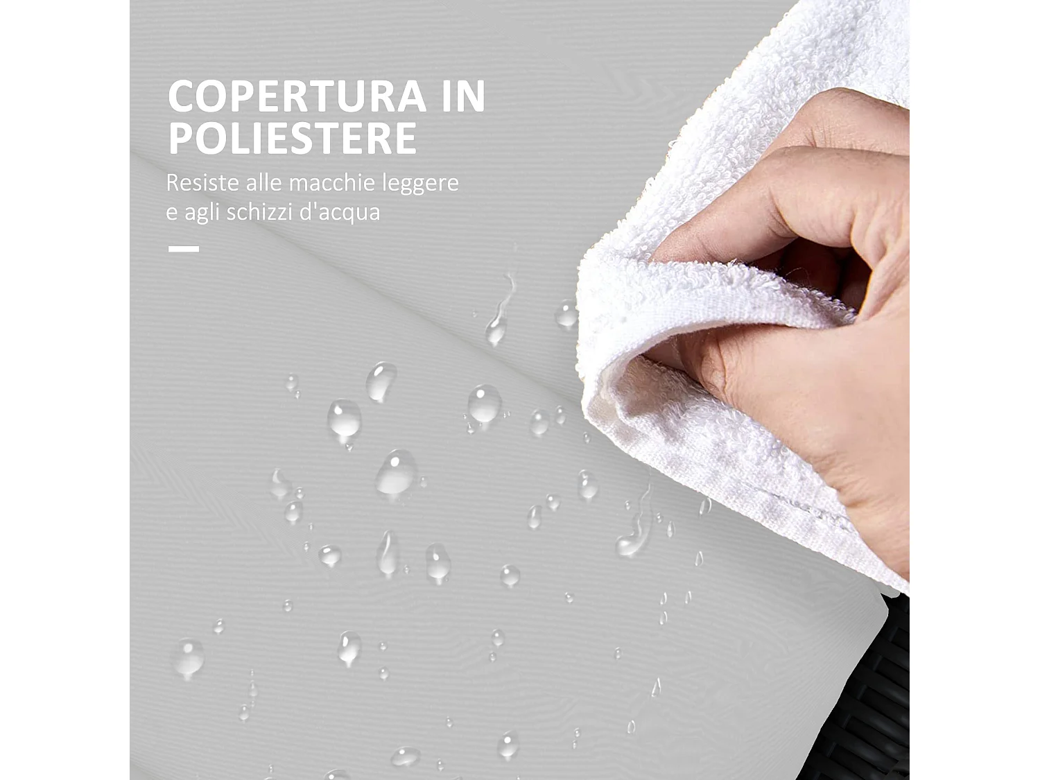 Cuscino per lettino prendisole imbottito con lacci, grigio chiaro