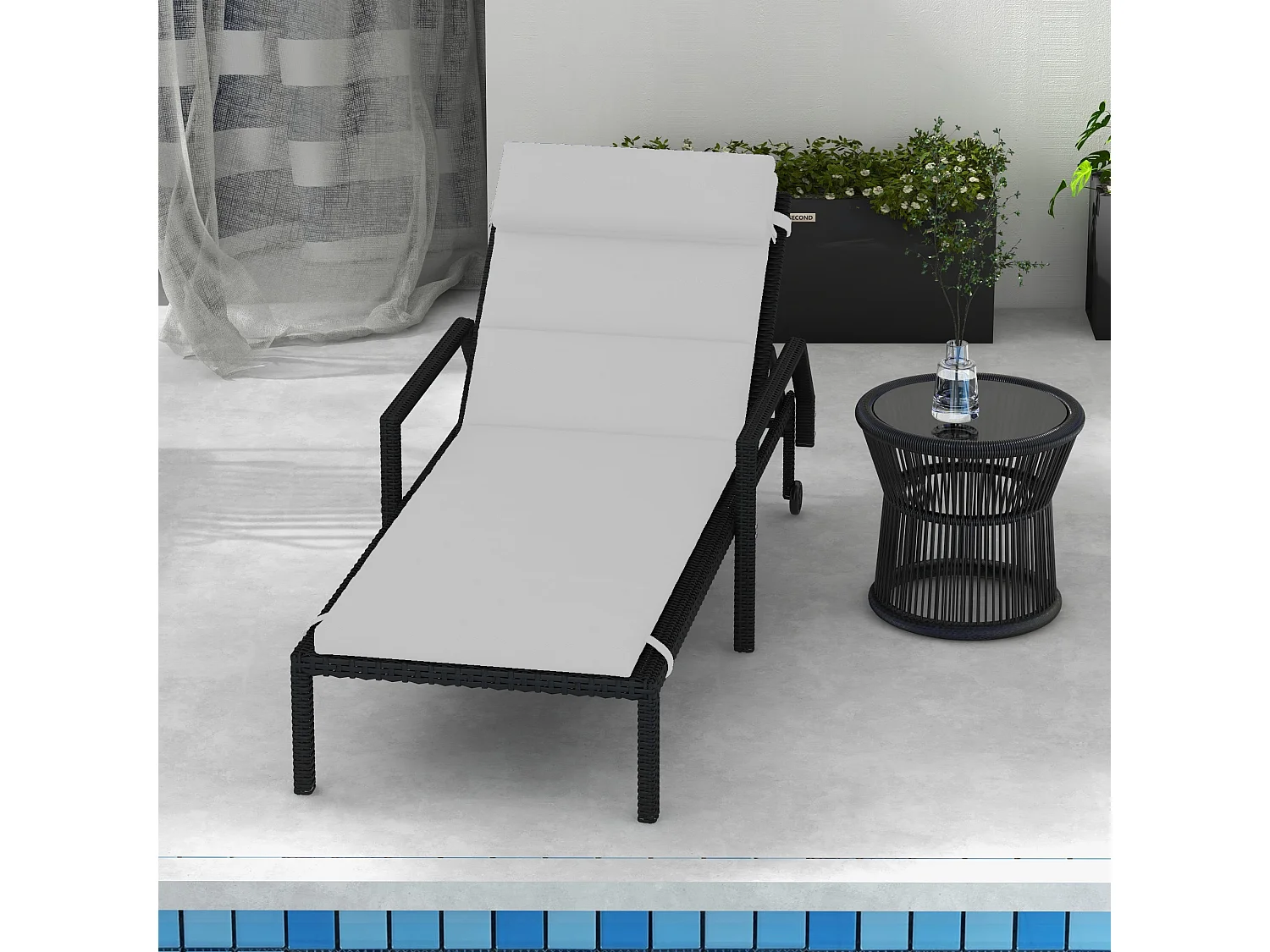 Cuscino per lettino prendisole imbottito con lacci, grigio chiaro