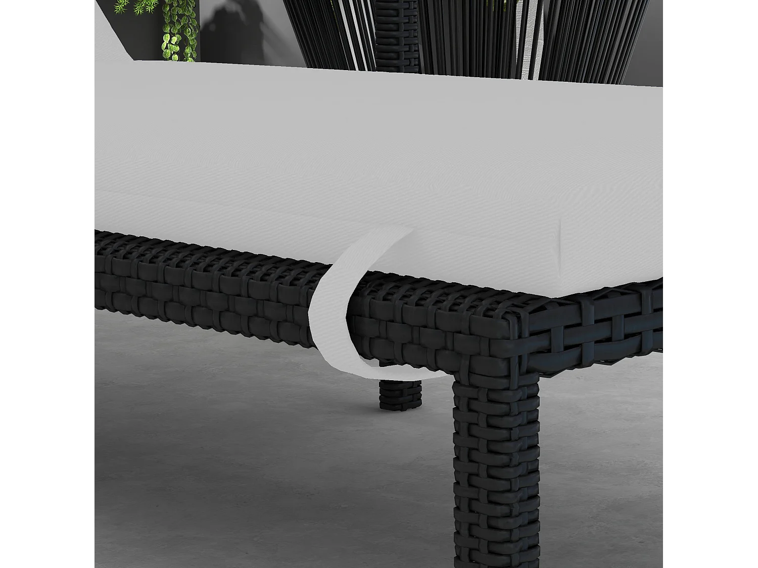 Cuscino per lettino prendisole imbottito con lacci, grigio chiaro