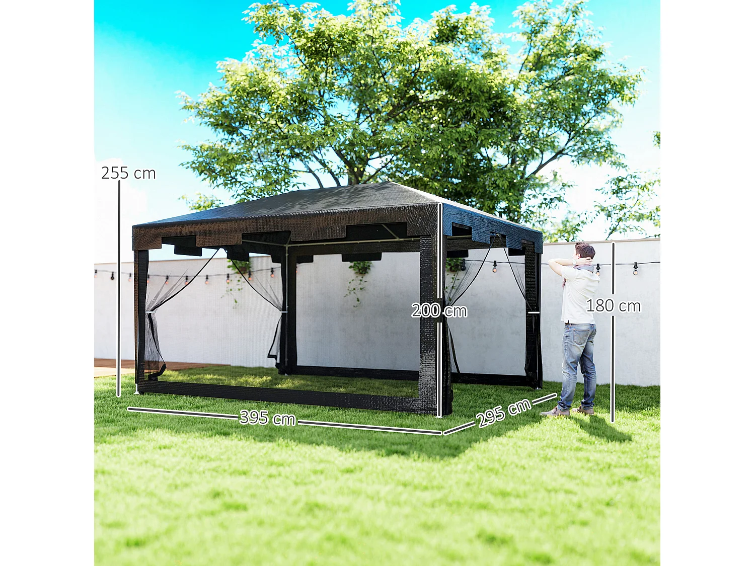 Gazebo da giardino pieghevole 4x3 m in metallo e pe grigio