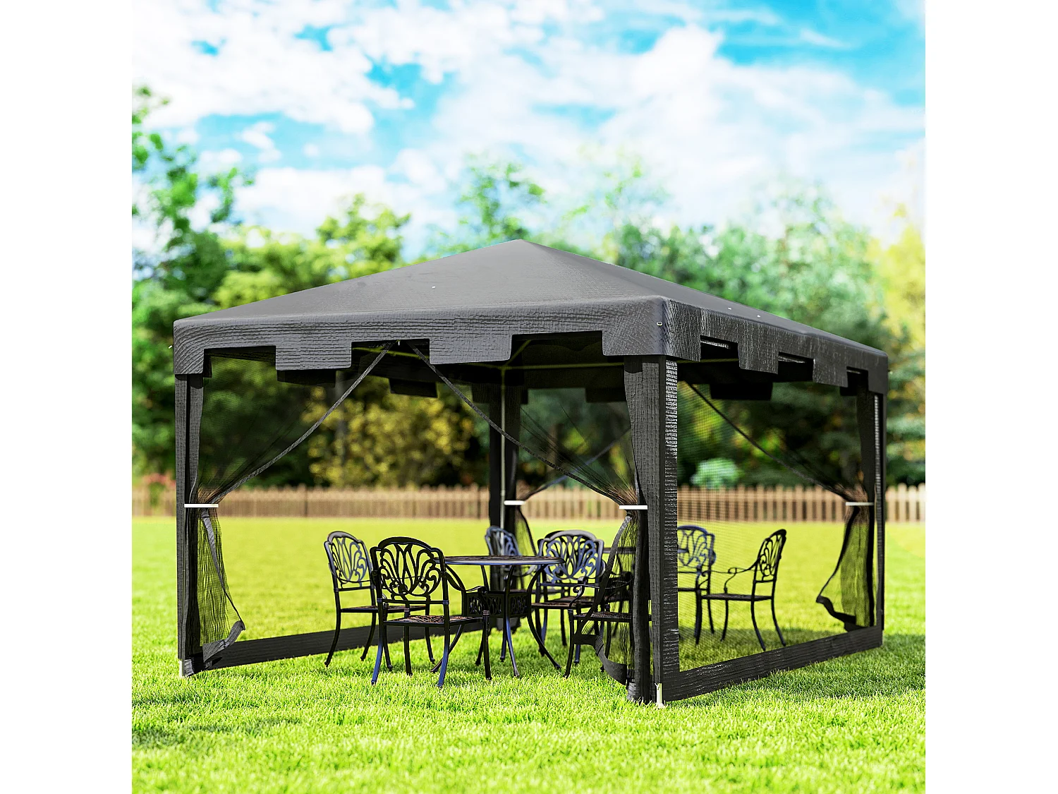 Gazebo da giardino pieghevole 4x3 m in metallo e pe grigio