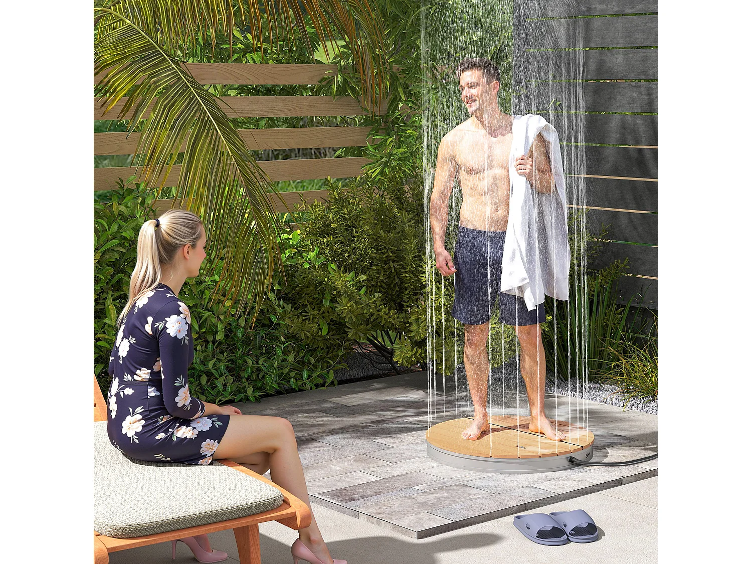 Doccia da giardino portatile altezza 4 m e getti regolabili