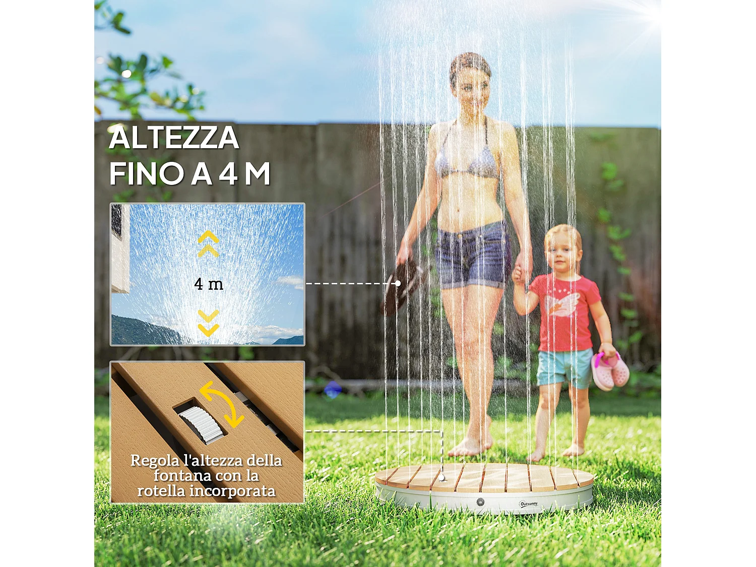 Doccia da giardino portatile altezza 4 m e getti regolabili
