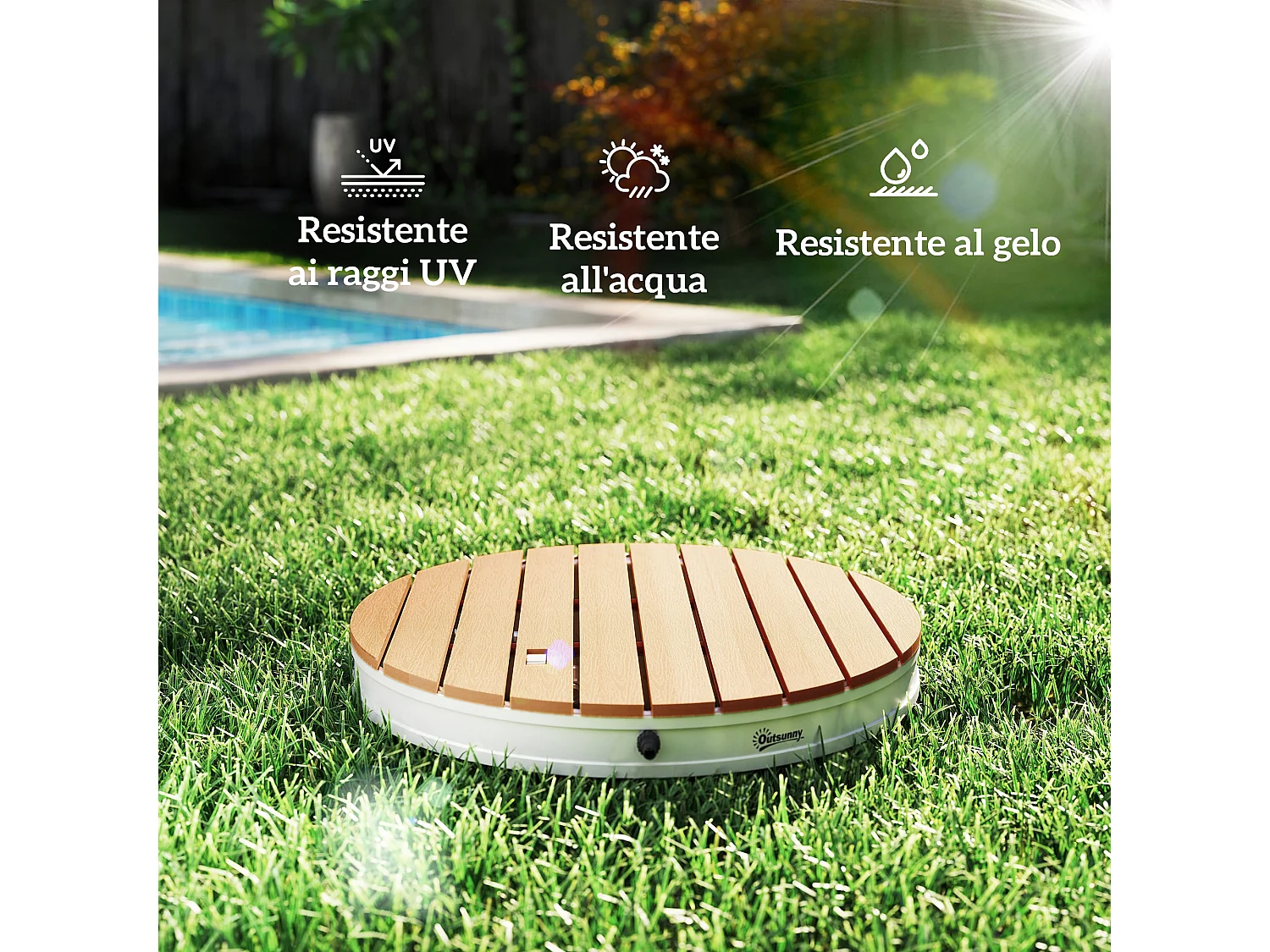 Doccia da giardino portatile altezza 4 m e getti regolabili