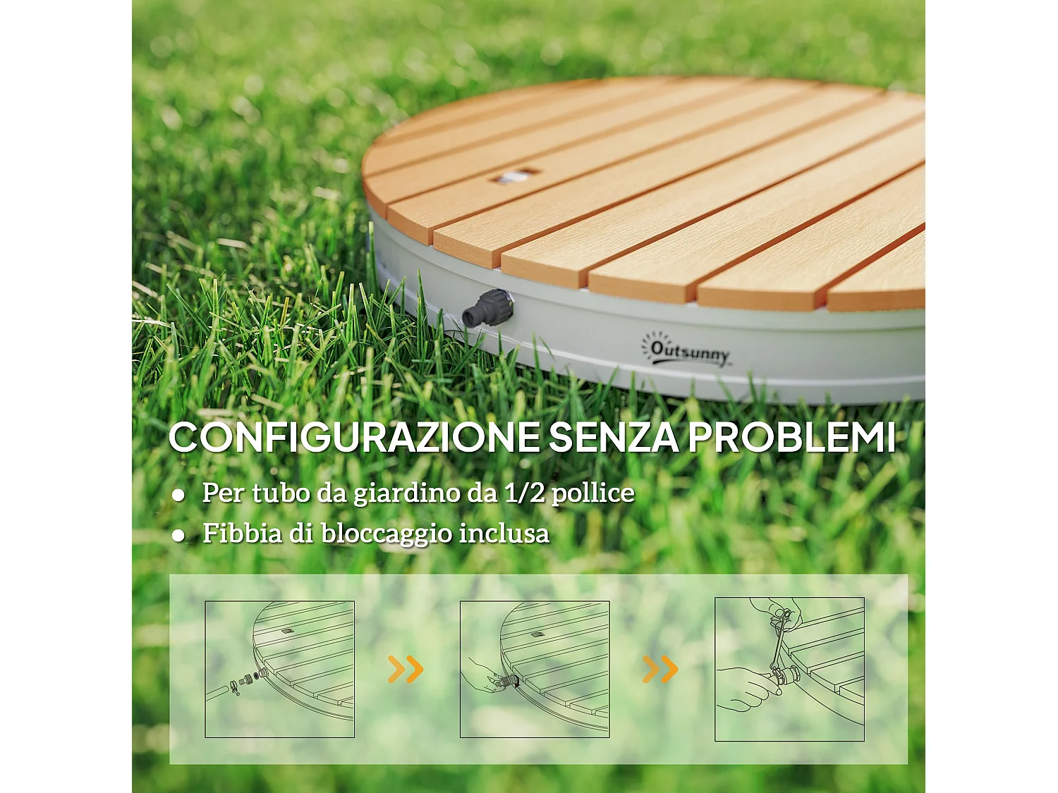 Doccia da giardino portatile altezza 4 m e getti regolabili