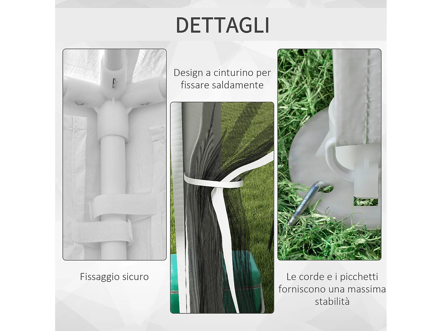Gazebo da giardino 4x3 m in metallo e pe bianco e nero