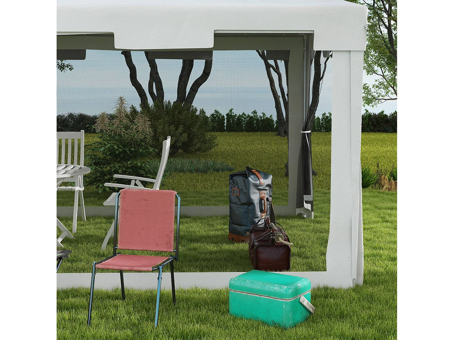 Gazebo da giardino 4x3 m in metallo e pe bianco e nero