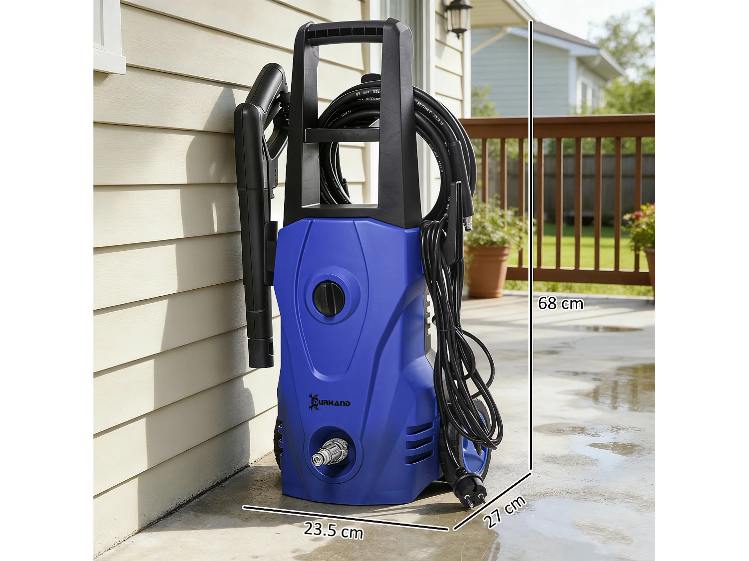 Idropulitrice ad alta pressione 1600w pieghevole blu e nera