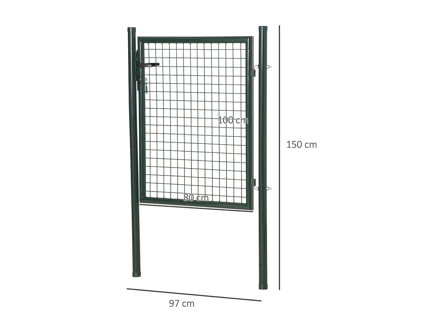 Cancello da giardino in acciaio antiruggine cancelletto da giardino con serratura e 3 chiavi 97x150cm verde