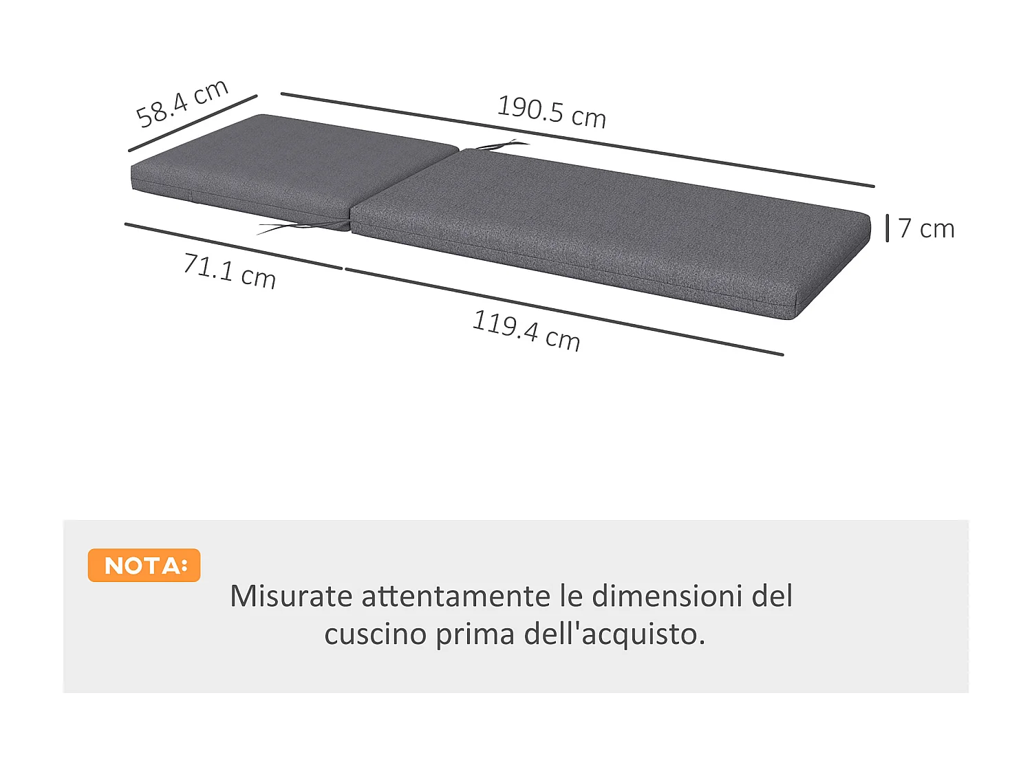 Set 2 cuscini per sedie da esterno in poliestere e cotone grigio