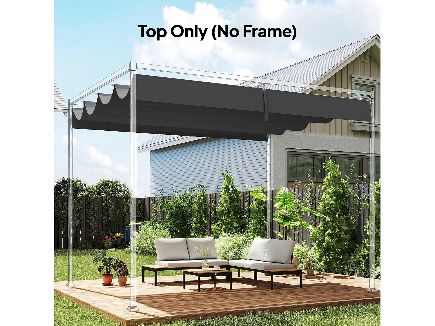 Telo di Ricambio per Gazebo Pergola con 8 Fori di Drenaggio in Poliestere Traspirante Protezione UV30