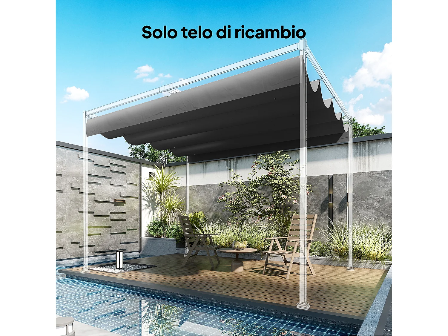 Telo di Ricambio per Gazebo Pergola con 8 Fori di Drenaggio in Poliestere Traspirante Protezione UV30