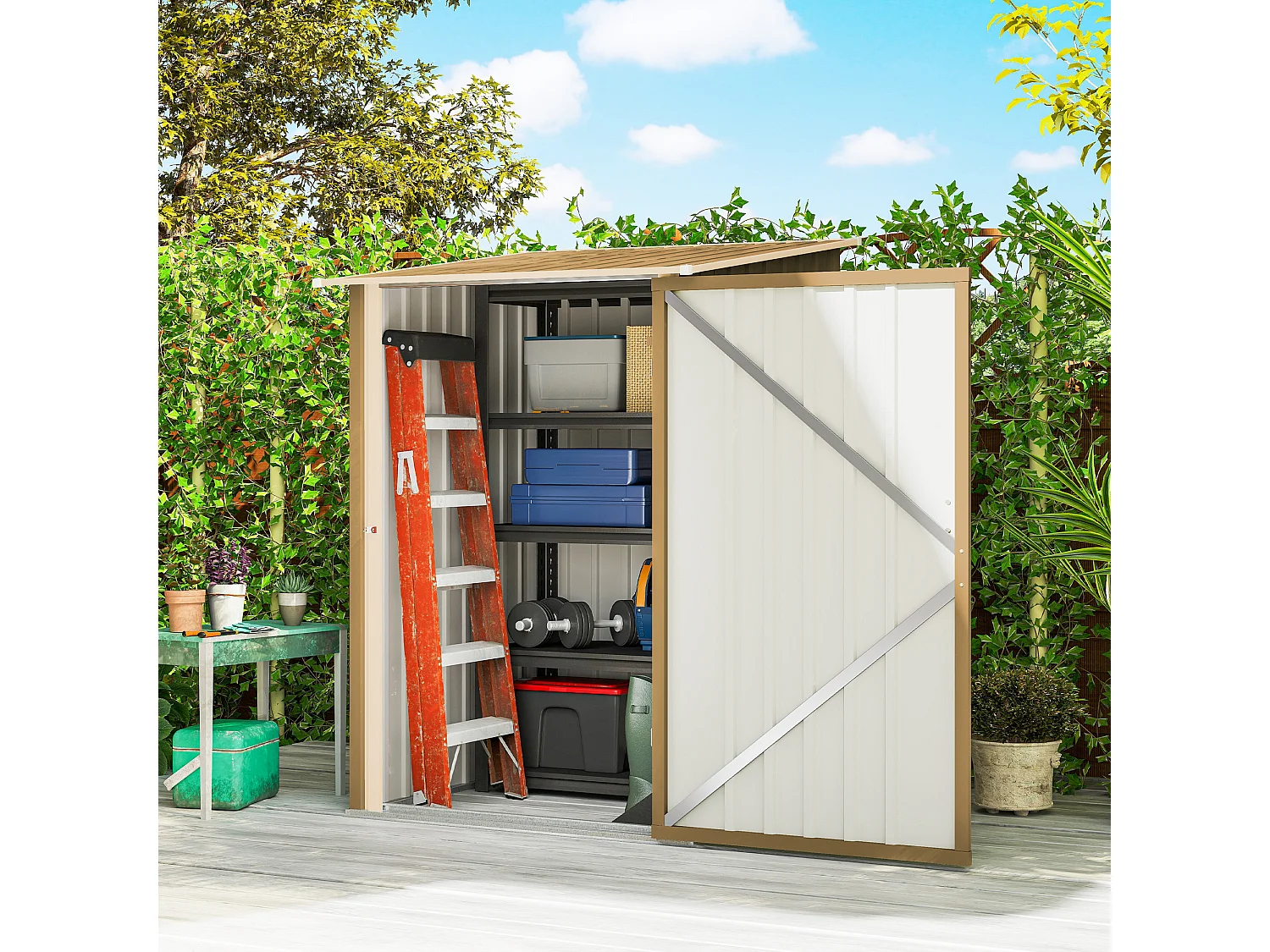 Casetta da giardino in acciaio 100x104x160 cm giallo