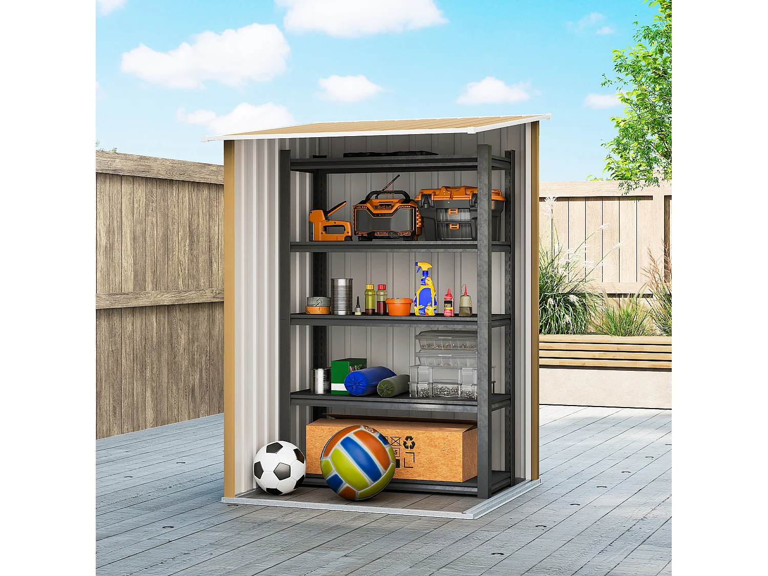 Casetta da giardino in acciaio 100x104x160 cm giallo