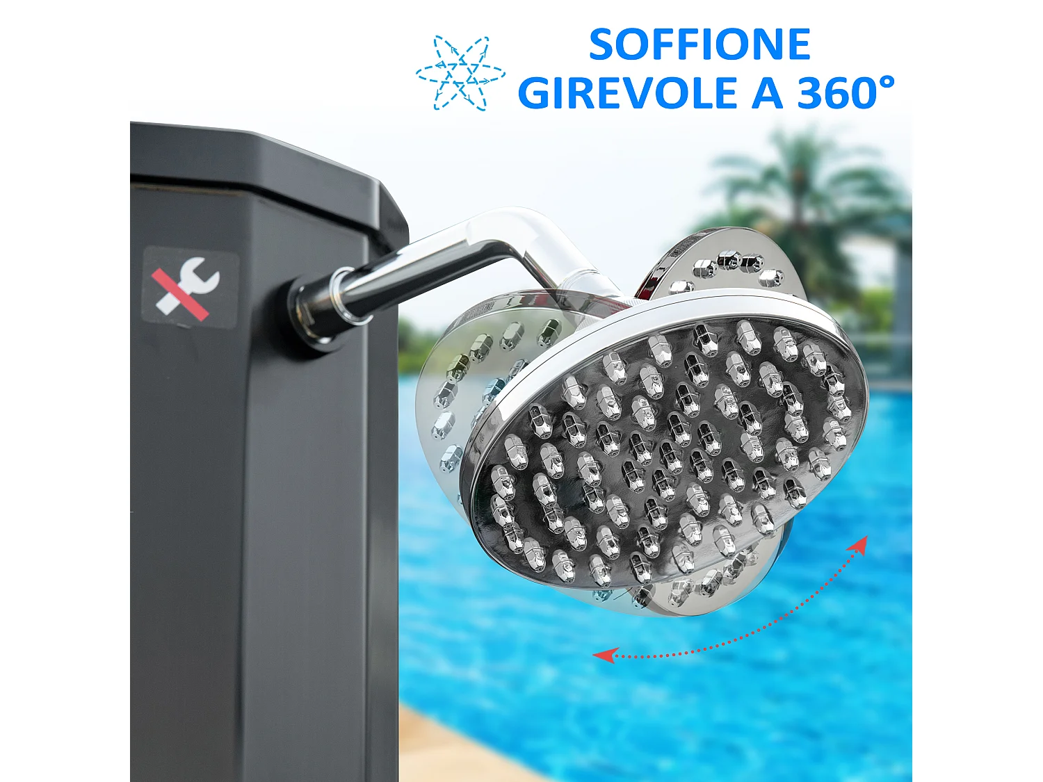 Doccia solare riscaldata 55° con serbatoio 35l e miscelatore