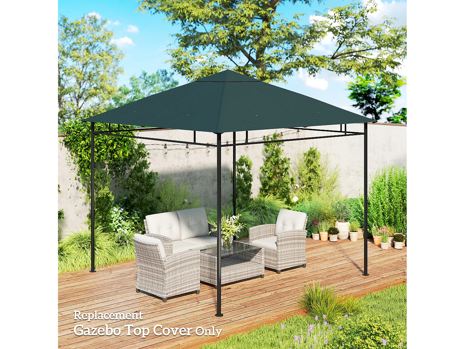 Tetto di ricambio 3x3 m con 8 fori di ventilazione per gazebo grigio