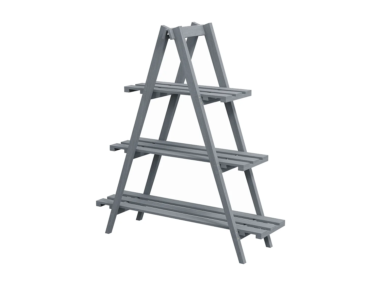 Portapiante verticale 3 livelli a doghe in legno di abete grigio