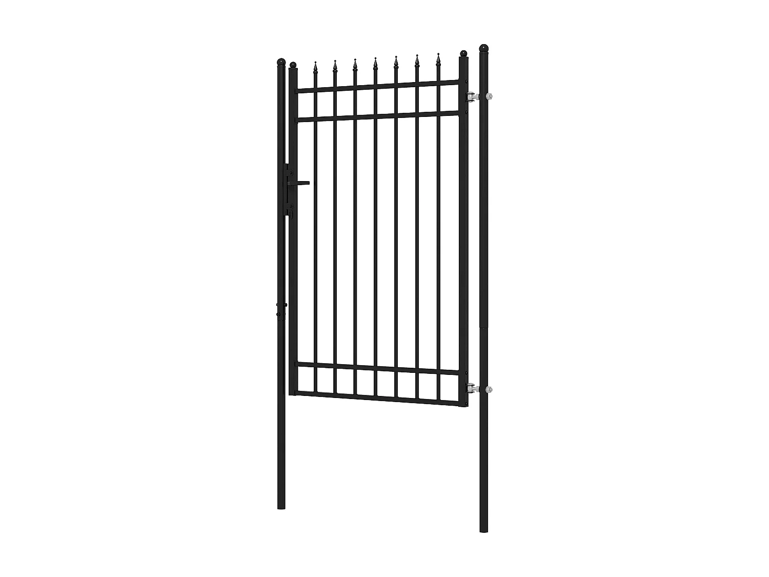 Cancelletto di sicurezza con serratura e 2 paletti in acciaio nero