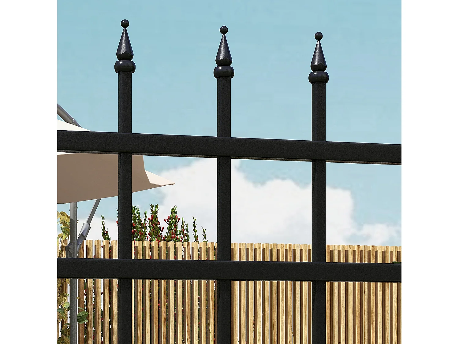 Cancelletto di sicurezza con serratura e 2 paletti in acciaio nero