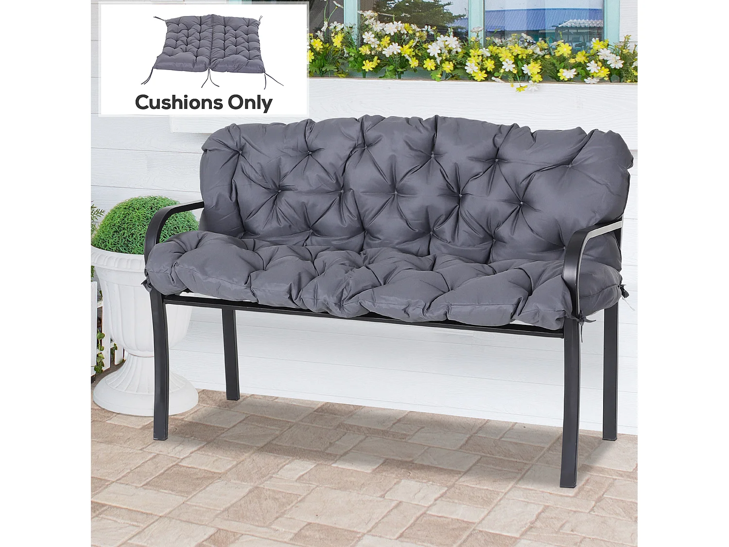 Cuscino da giardino 2 posti con schienale per panche e dondoli