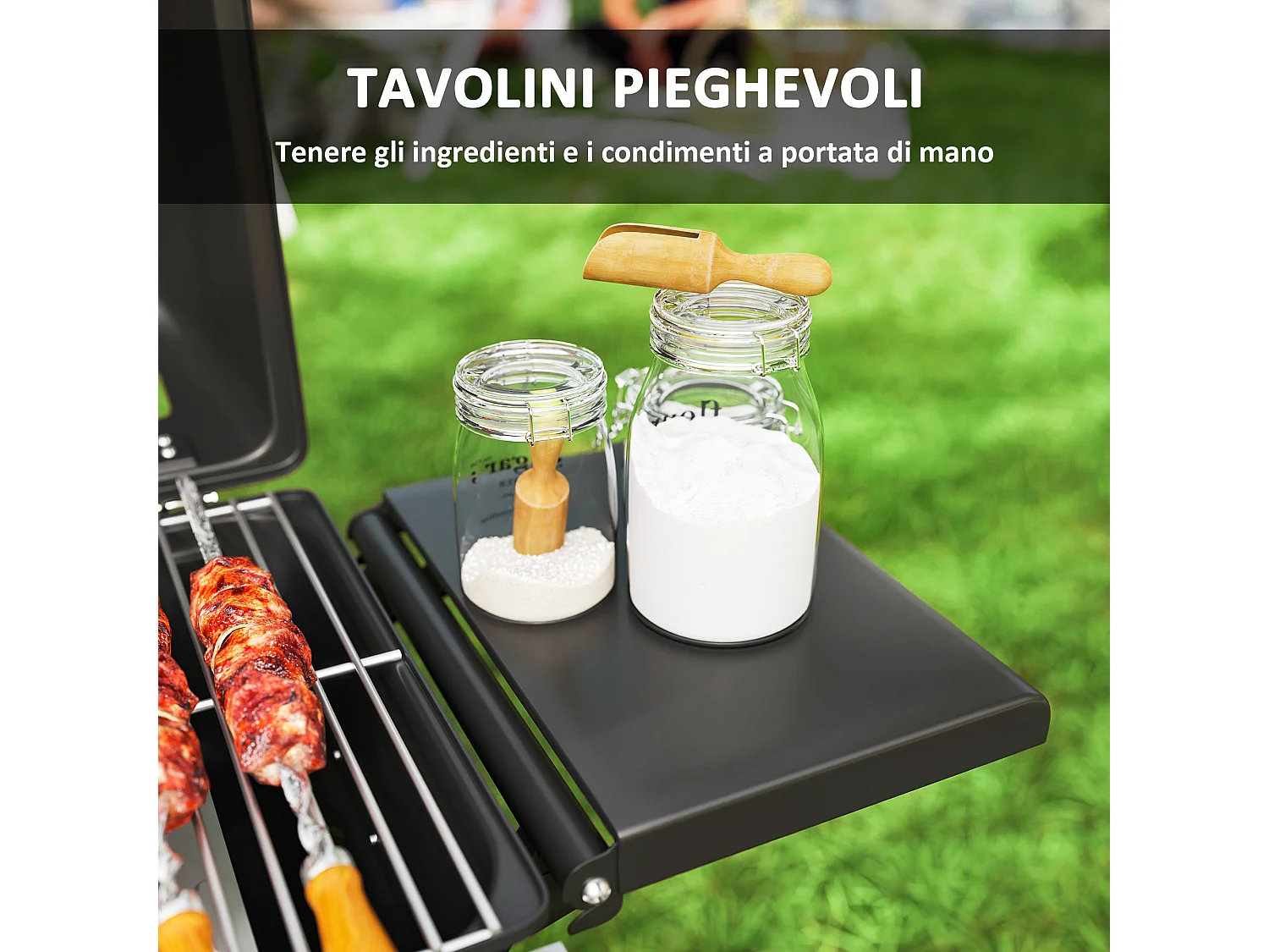 Barbecue a gas con 2 bruciatori e coperchio con termometro nero