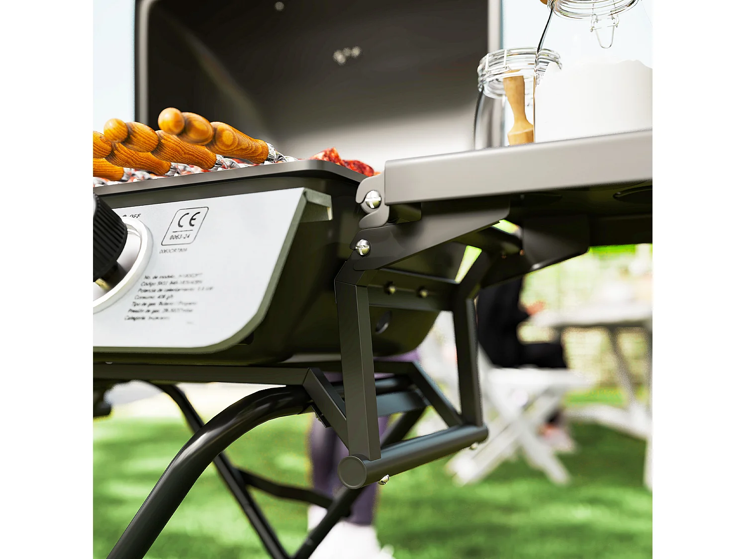 Barbecue a gas con 2 bruciatori e coperchio con termometro nero