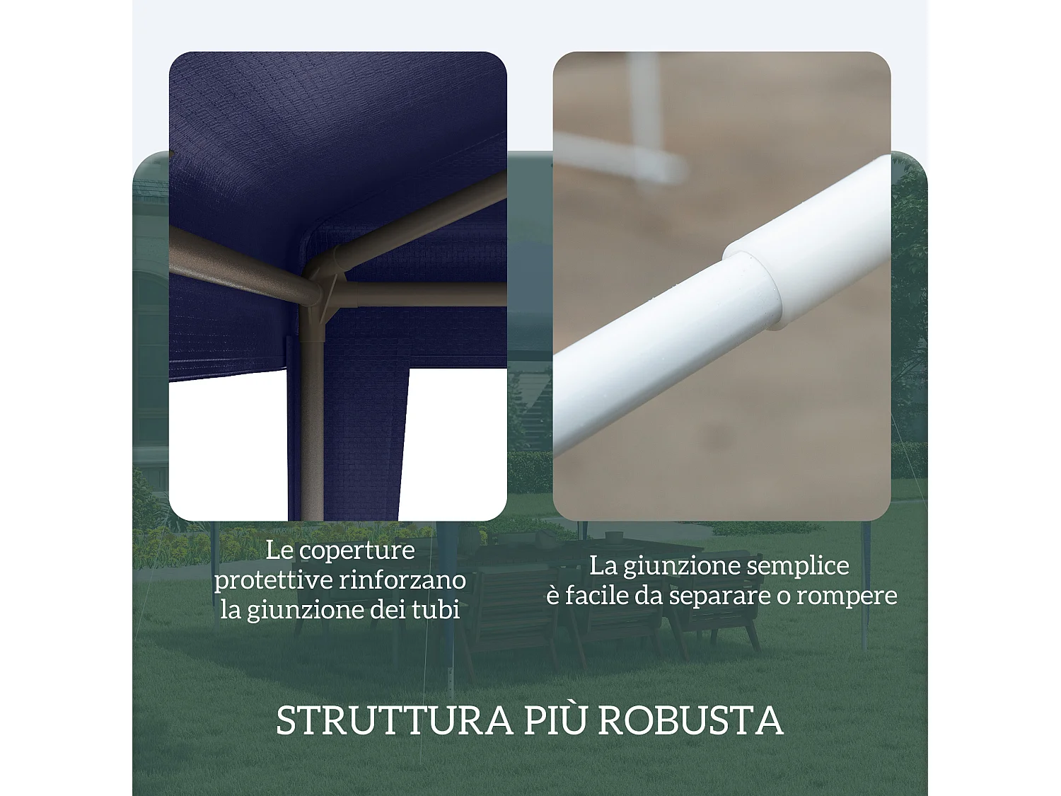 Gazebo da giardino 3x3m pieghevole e portatile anti uv blu