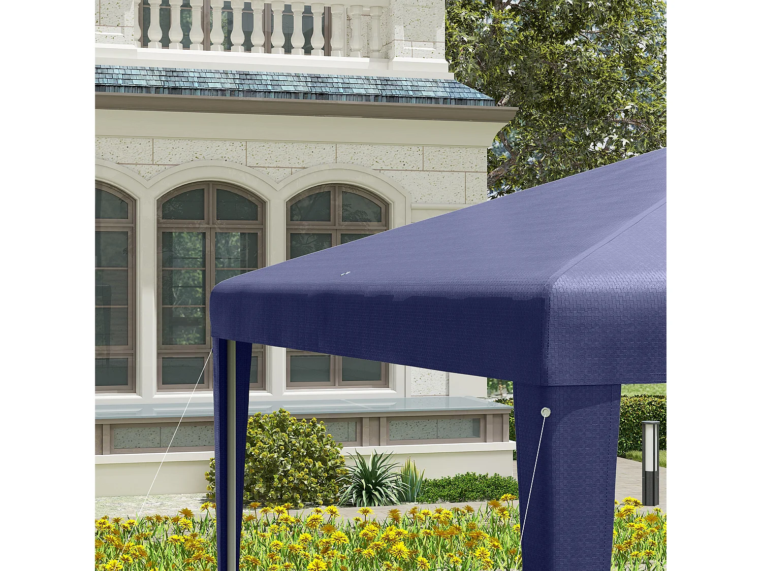 Gazebo da giardino 3x3m pieghevole e portatile anti uv blu