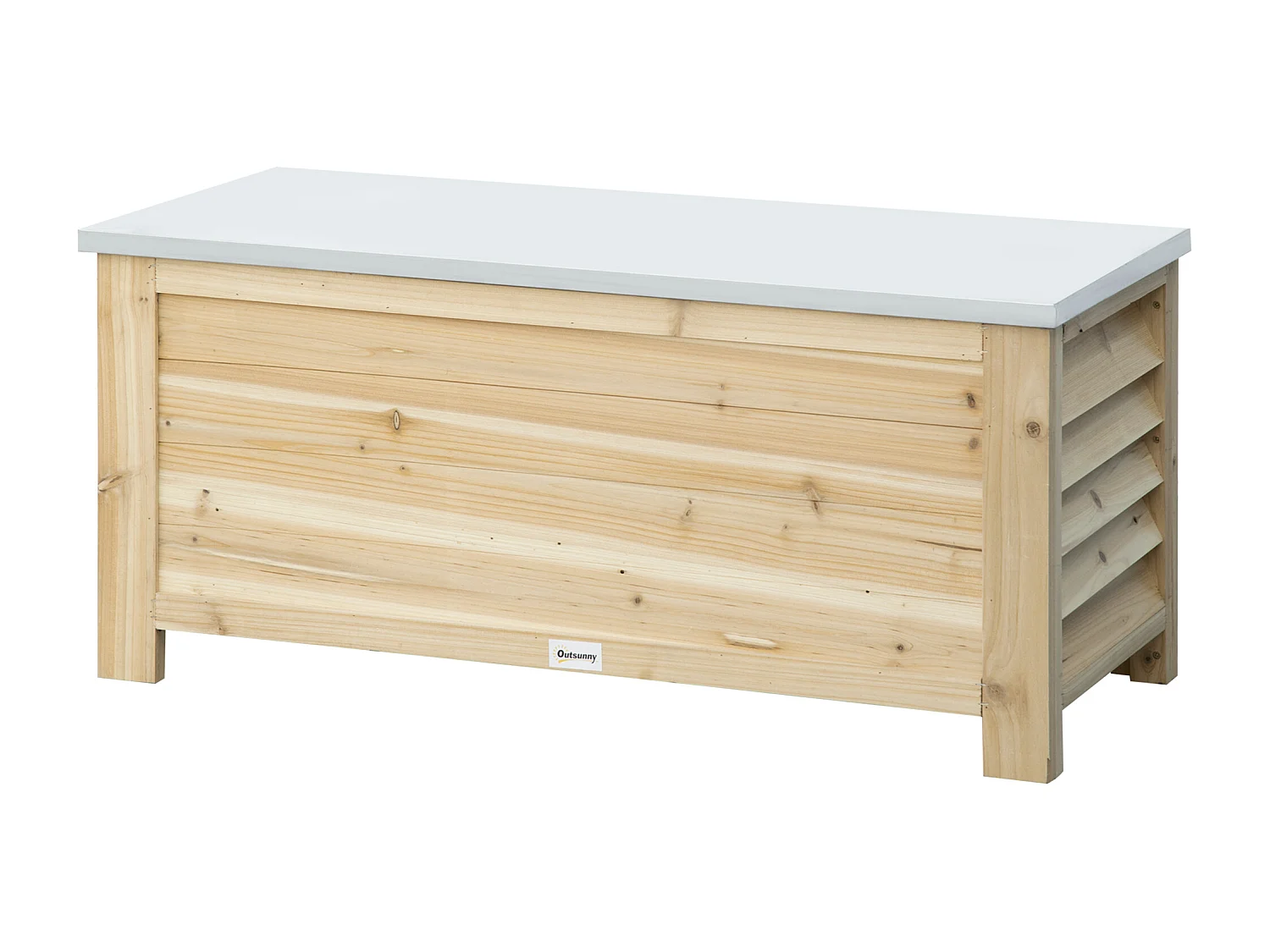 Baule da esterno 155l in legno con coperchio in metallo 110x50x50 cm