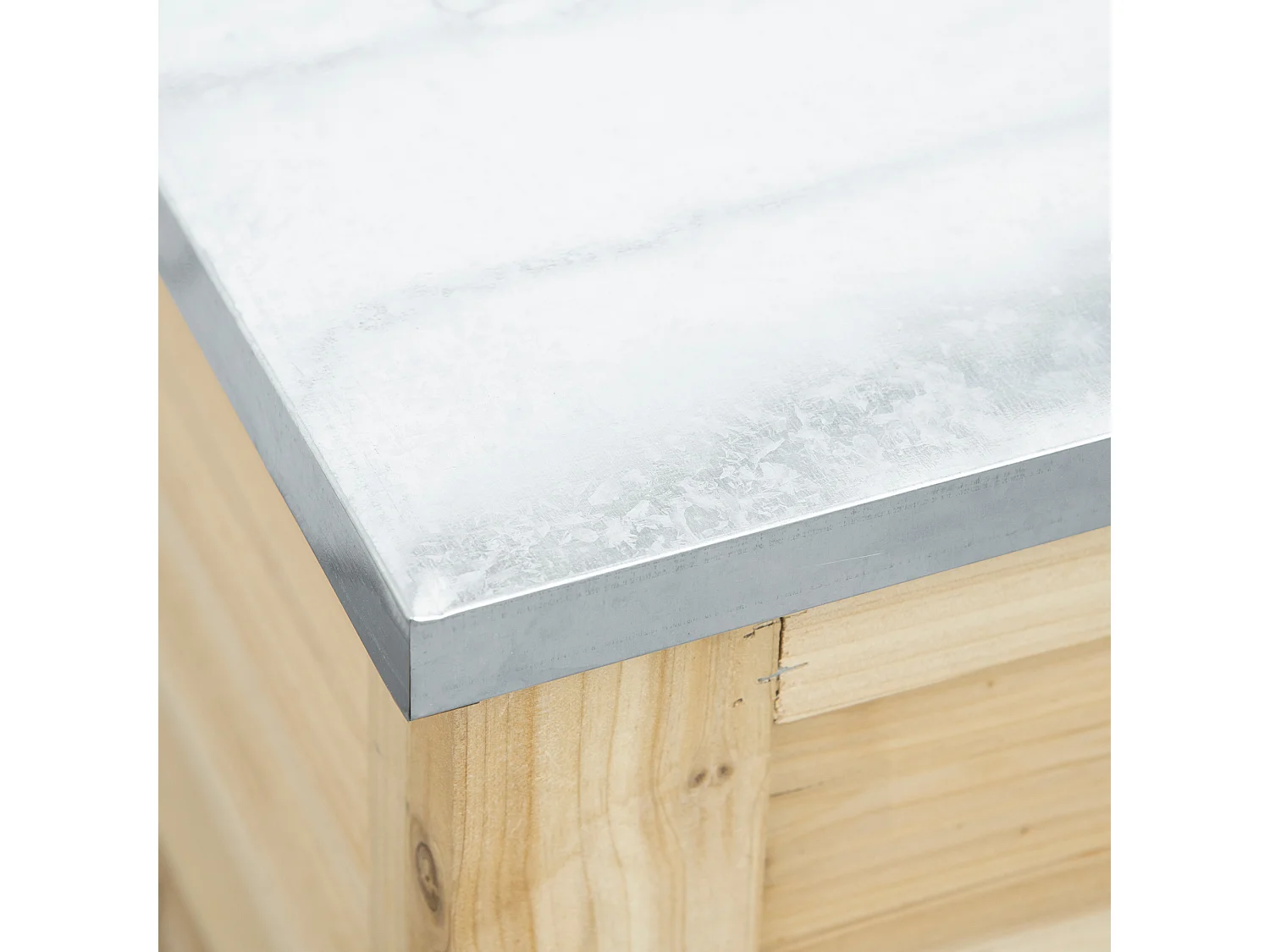 Baule da esterno 155l in legno con coperchio in metallo 110x50x50 cm